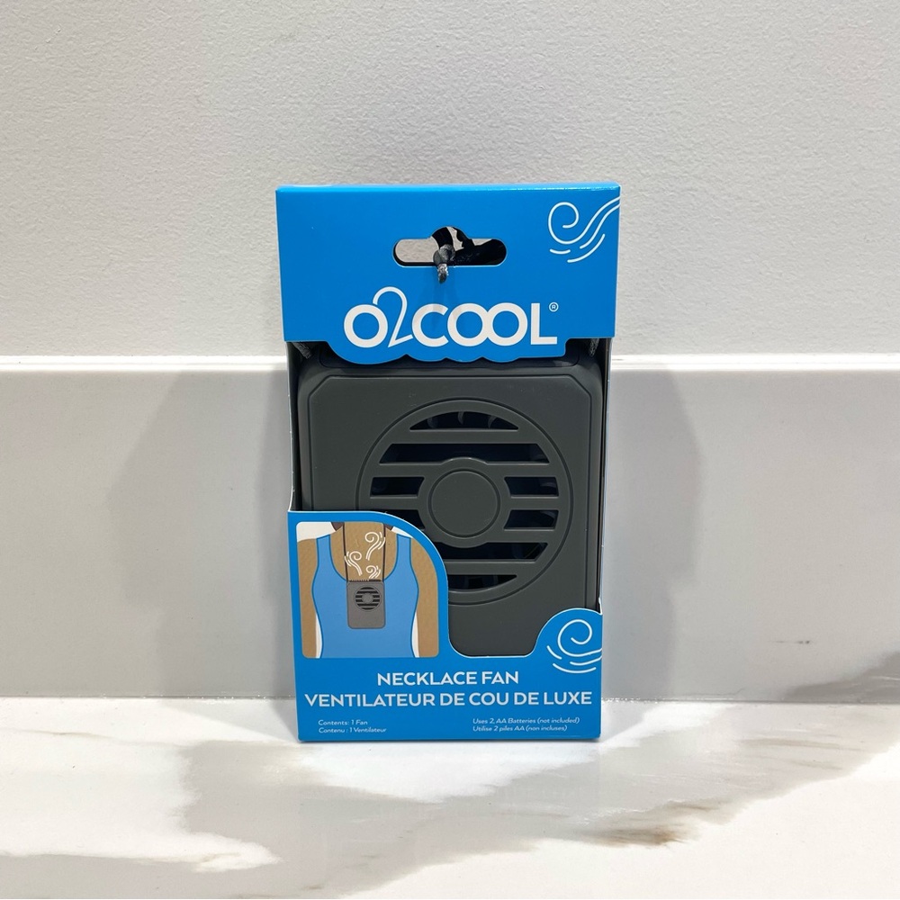 NEW O2Cool Hands-Free Necklace Cooling Fan (Grey)